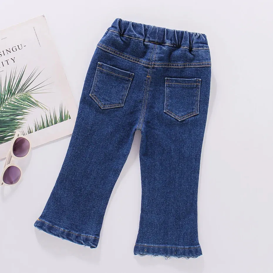 Kids Girls Heart Pattern Casual Style Jeans