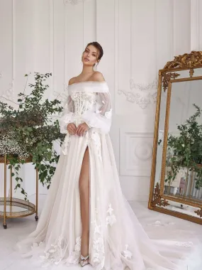 Lucie - Aline Wedding Dress with Removable Sleeves