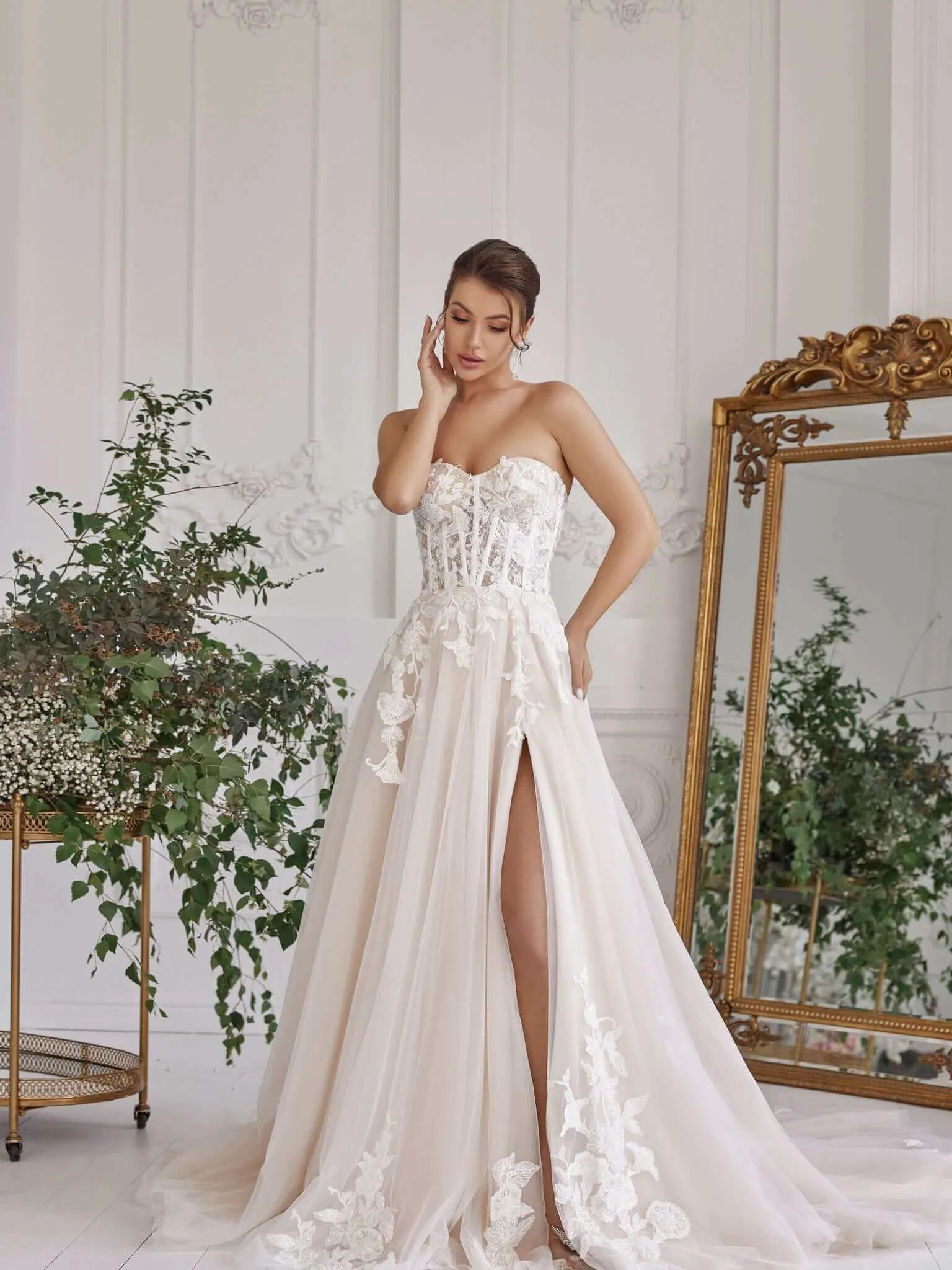 Lucie - Aline Wedding Dress with Removable Sleeves