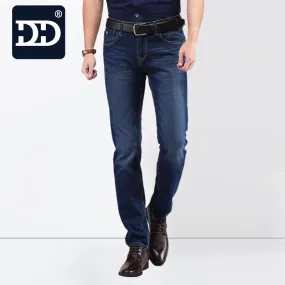 Men Jeans 2018 Deep Blue Slim Straight Jeans Men Pants