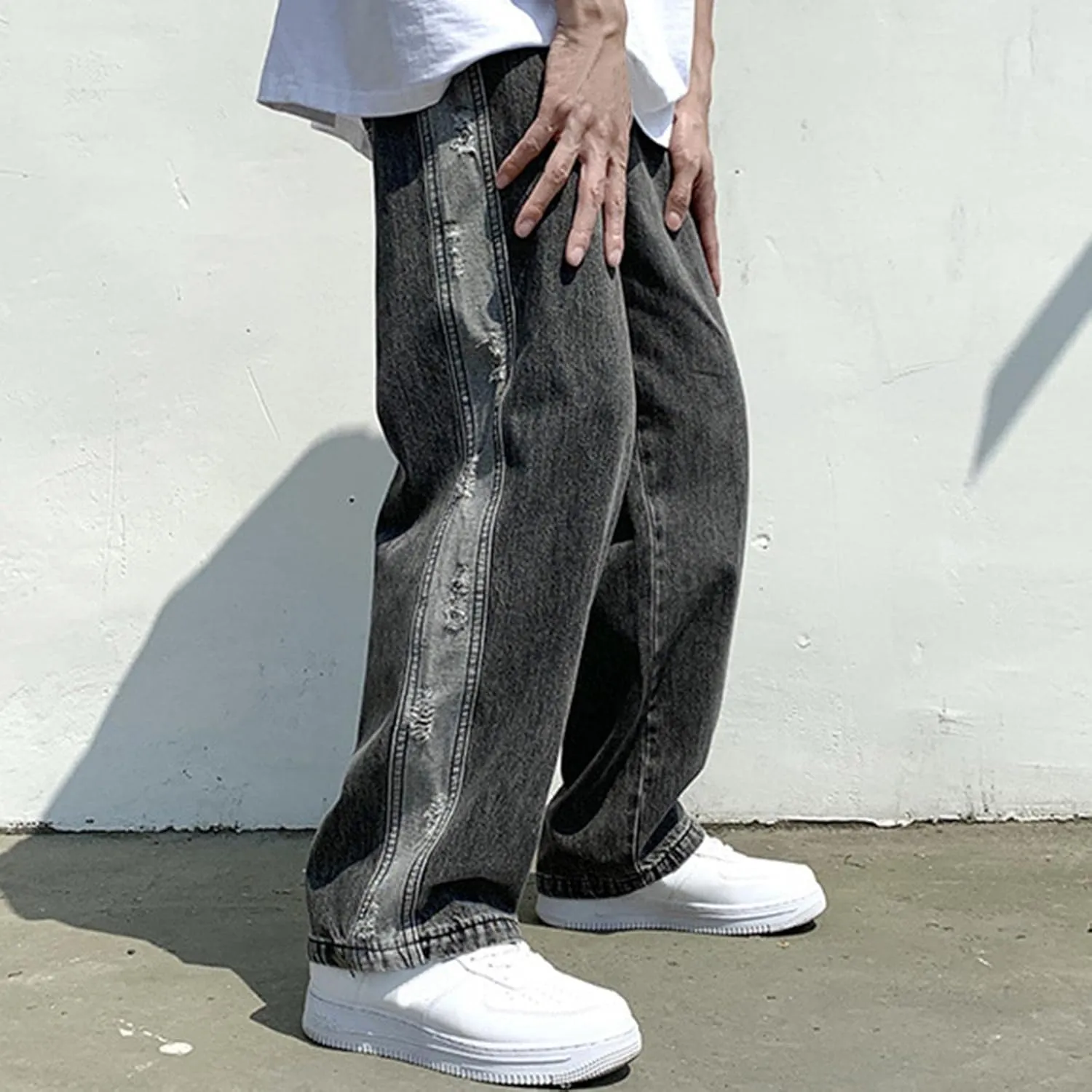 Men Jeans 2022 Fall Winter Relaxed Fit Straight Leg Jeans Fashion Loose Denim Pants Vintage Casual Jeans Streetwear