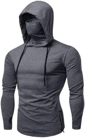 Mens Face_Cover Button Sports Sleeveless/Short/Long Sleeve Vest Hooded Splice Large Open-Forked Male Tank Tops Shirt Blouse