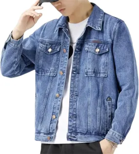Men's Spring Denim Jacket Casual Cotton Jeans Coat Retro Jeans Coat Male Cotton Trucker Jackets