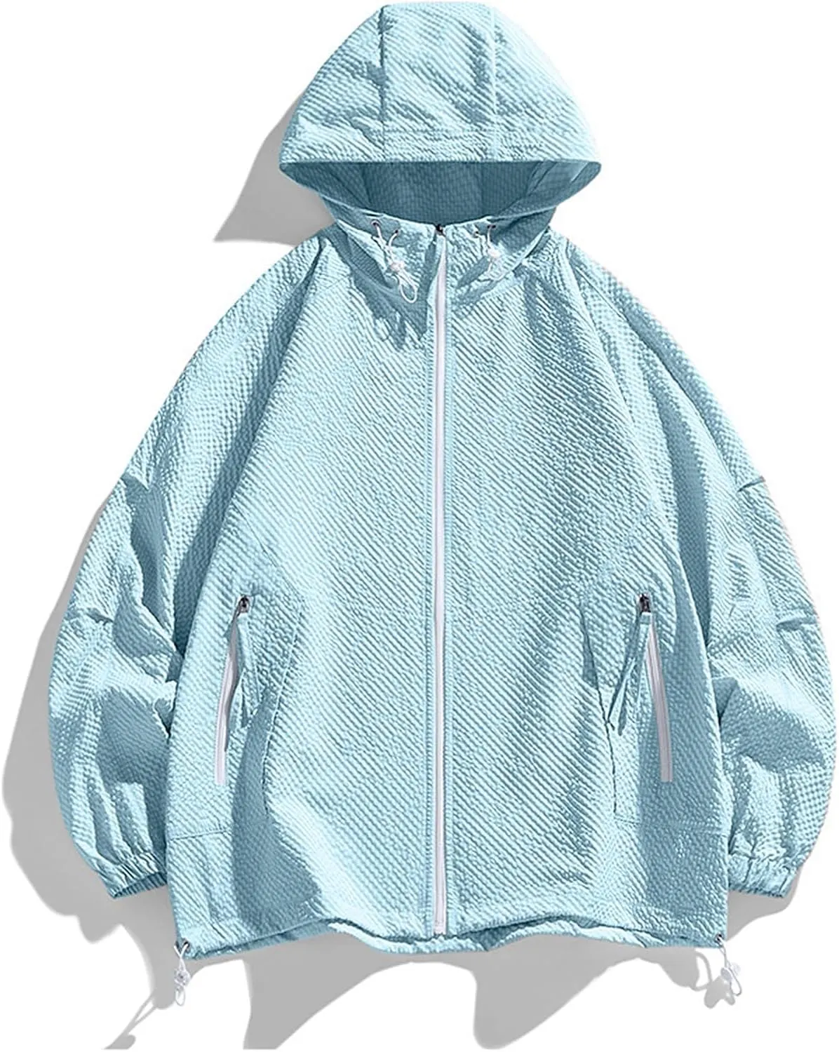 Mens UPF 50  Sun Protection Light Jacket Breathable Cooling UV Rash Guard Full Zip Hoodies Athletic Jackets