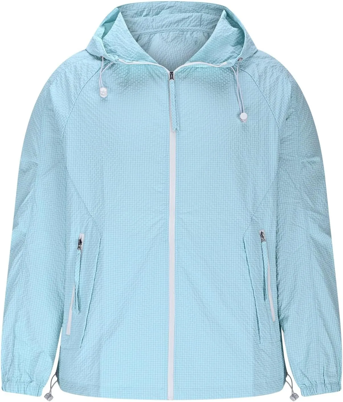 Mens UPF 50  Sun Protection Light Jacket Breathable Cooling UV Rash Guard Full Zip Hoodies Athletic Jackets