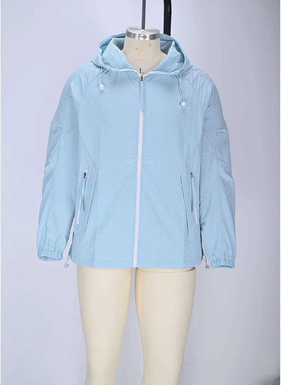 Mens UPF 50  Sun Protection Light Jacket Breathable Cooling UV Rash Guard Full Zip Hoodies Athletic Jackets