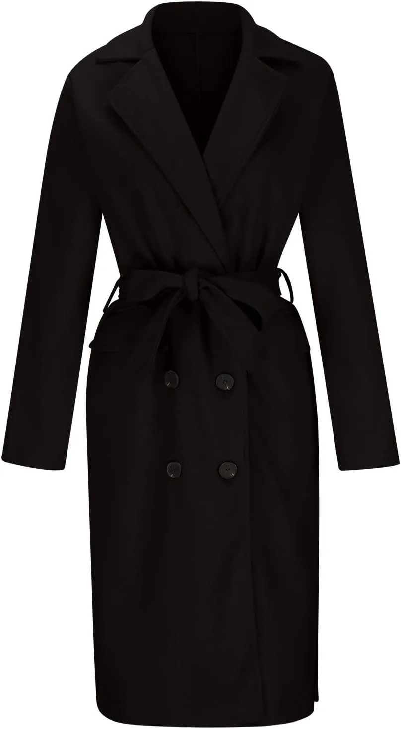 Overcoat for Women Open Front Knitted Sweater Winter Warm Outerwear Classic Lapel Overcoats Fashion Trench Coats