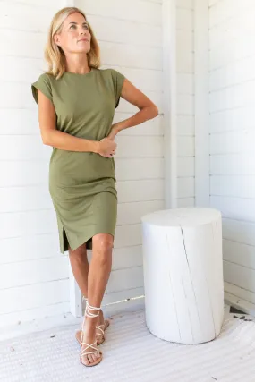 Soft Tee Midi Dress - Olive