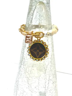 Stone- White bead half chain bracelet