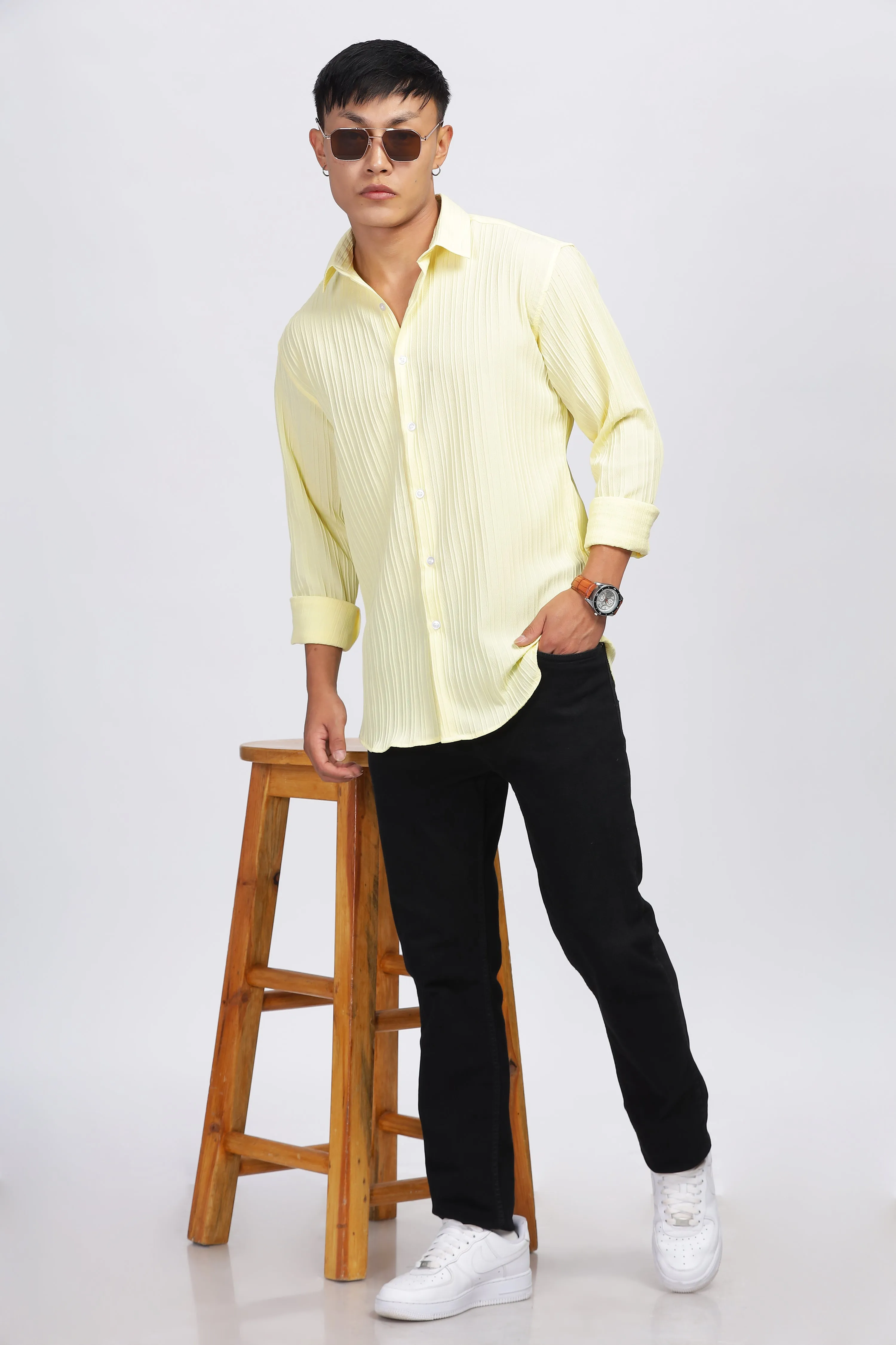 TEXTURED LIGHT YELLOW SHIRT