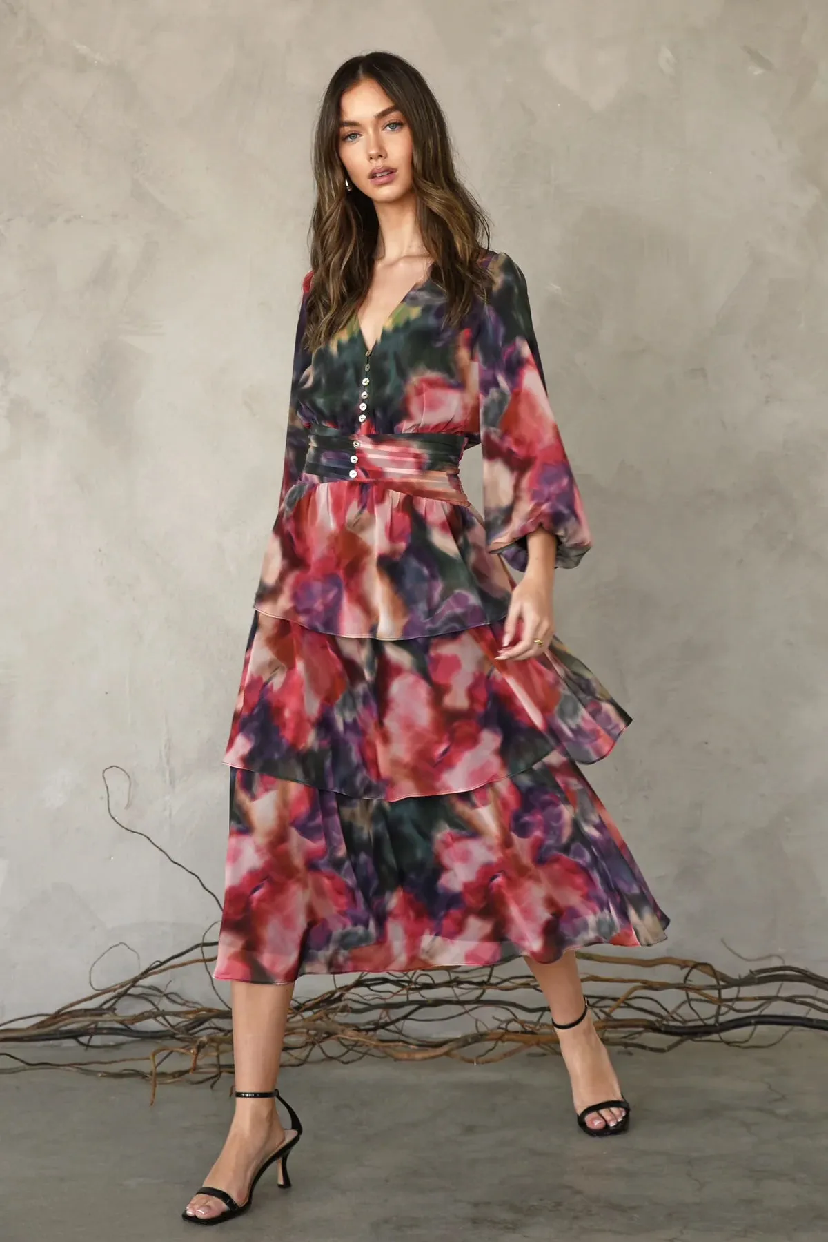 Tiered Midi Dress - Multi