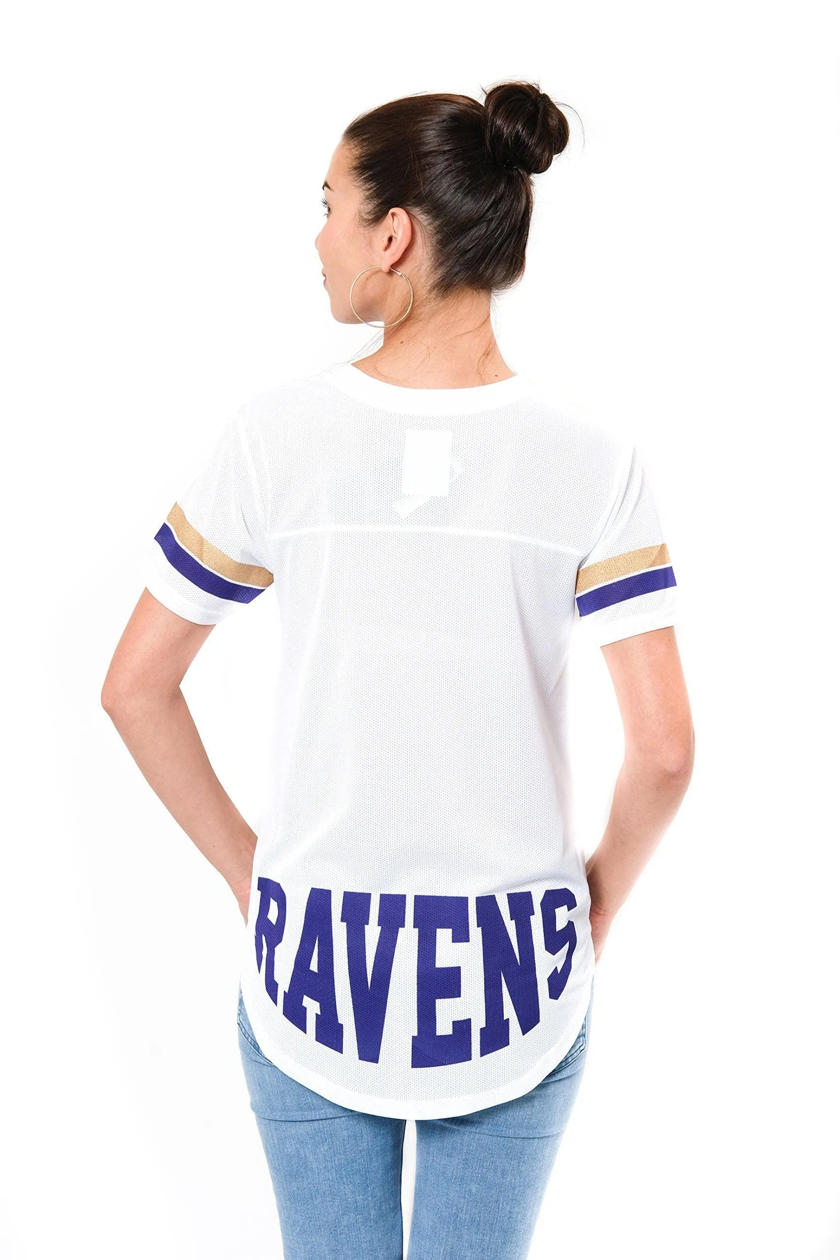 Ultra Game NFL Baltimore Ravens Womens Soft Mesh Jersey Varsity Tee Shirt|Baltimore Ravens