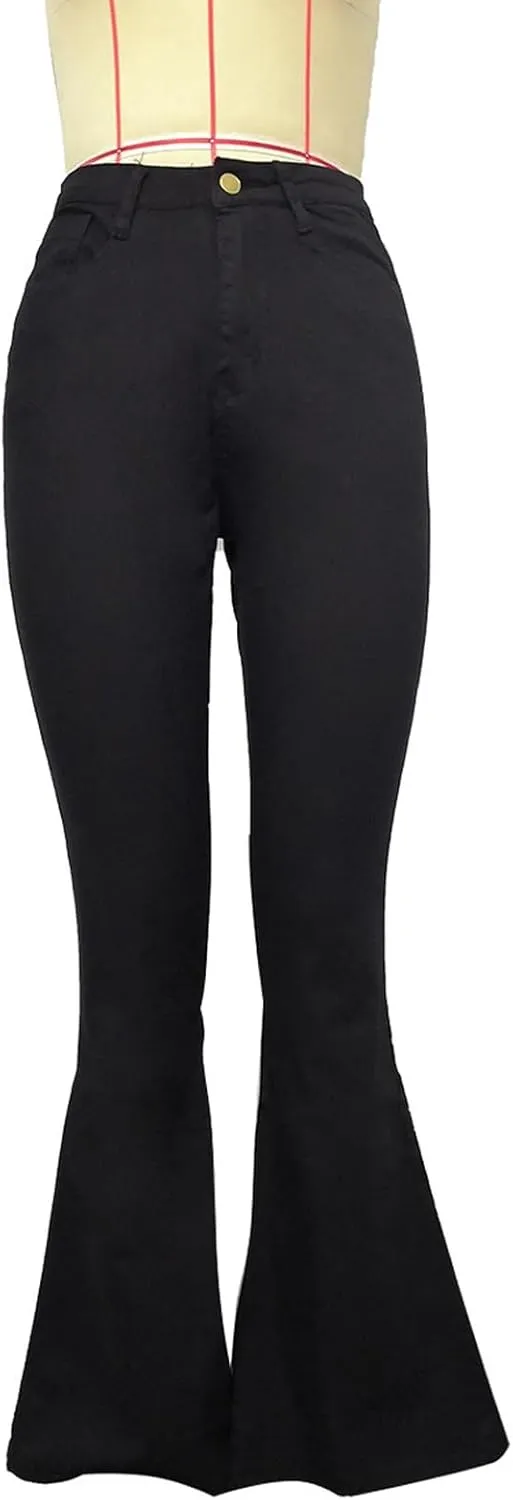 Women High-Waisted Skinny Stretch Flare Jeans Bootcut Bell Bottom Jeans Stretch Slimming Bell Bottoms Jeans Leggings