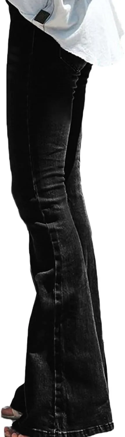 Women High-Waisted Skinny Stretch Flare Jeans Bootcut Bell Bottom Jeans Stretch Slimming Bell Bottoms Jeans Leggings