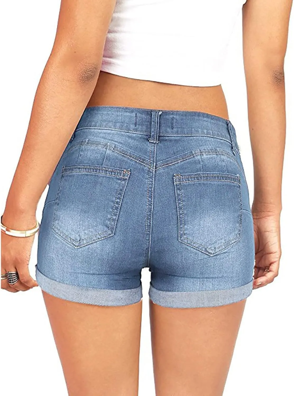 Women Shorts Jeans Casual Hole Mini Ripped Denim Shorts Pants Washed Women's Jeans high Waisted Jeans with Pockets