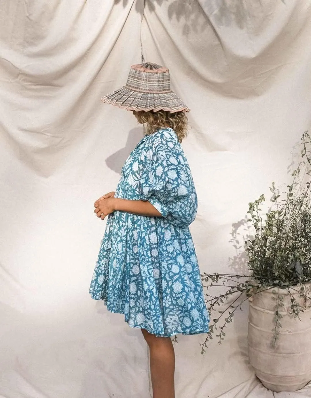 Women Summer Bohemian Floral Shirt Dress Cover Up Beach Dress Half Sleeve Mini Dress