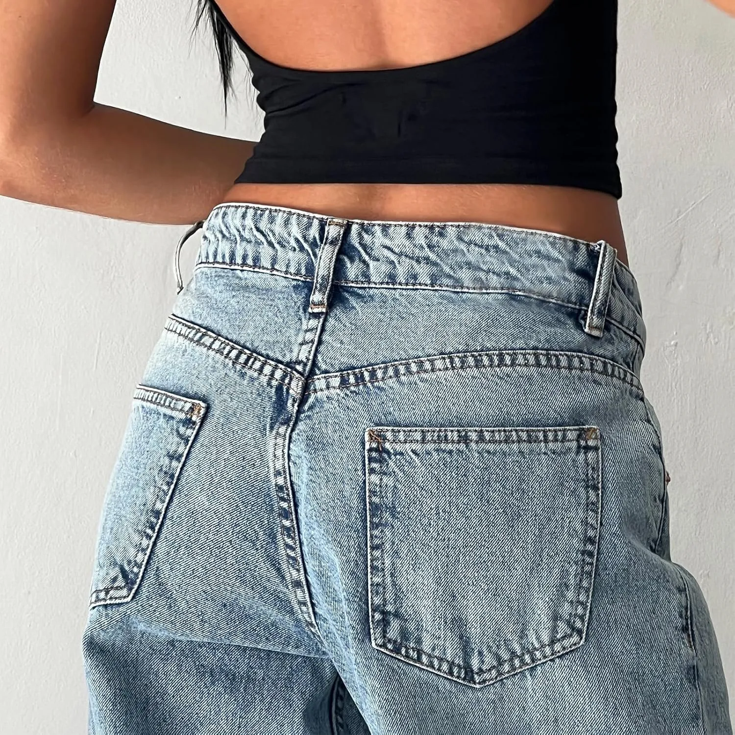 Women Wide Leg Jeans Casual High Waist Baggy Boyfriend Denim Pants Y2K Straight Streetwear Jeans Mom Jeans Trousers