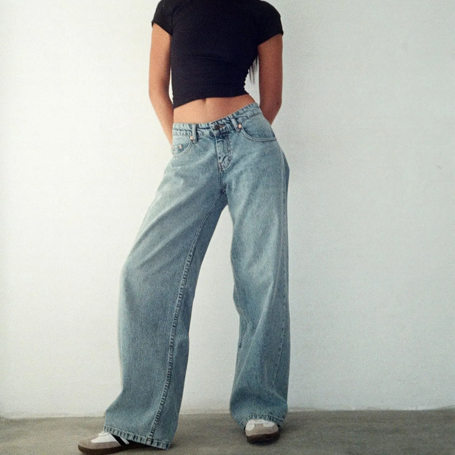 Women Wide Leg Jeans Casual High Waist Baggy Boyfriend Denim Pants Y2K Straight Streetwear Jeans Mom Jeans Trousers