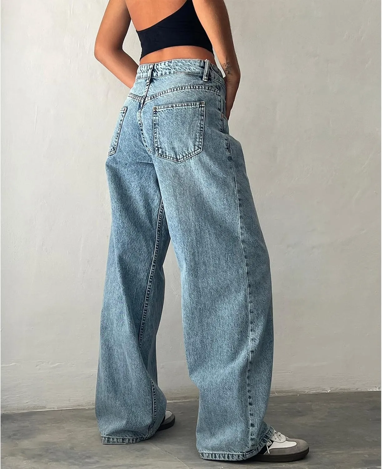 Women Wide Leg Jeans Casual High Waist Baggy Boyfriend Denim Pants Y2K Straight Streetwear Jeans Mom Jeans Trousers