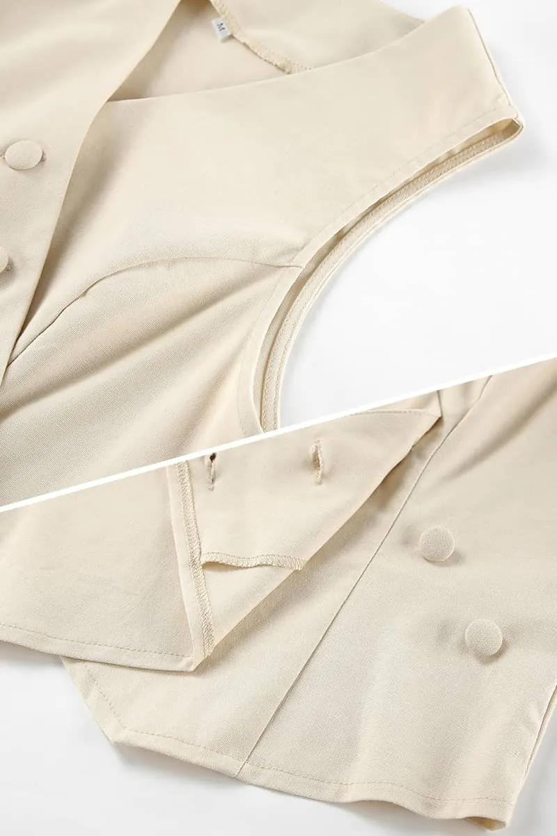 Women's Cotton and Linen Vest and Wide-Leg Pants Two-Piece Set