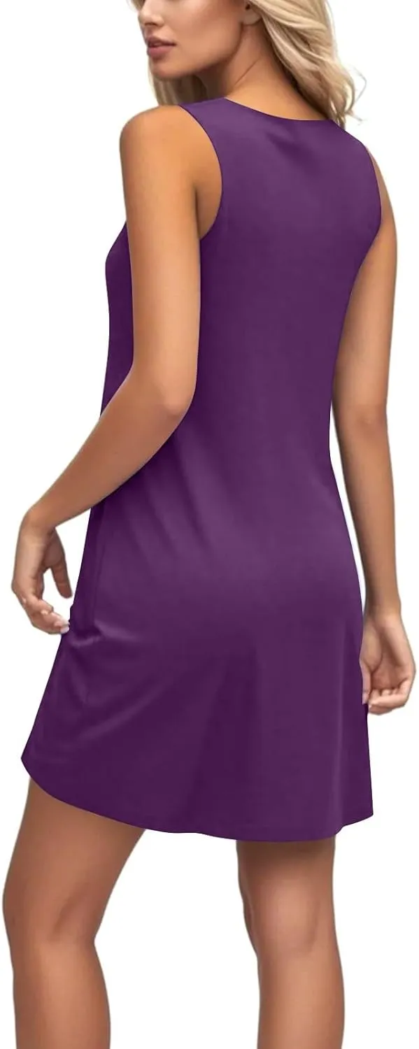 Womens Dresses Casual Summer Tank Dress Sundresses Sleeveless Short Dresses Office Spring Flowy Dress with Pocket