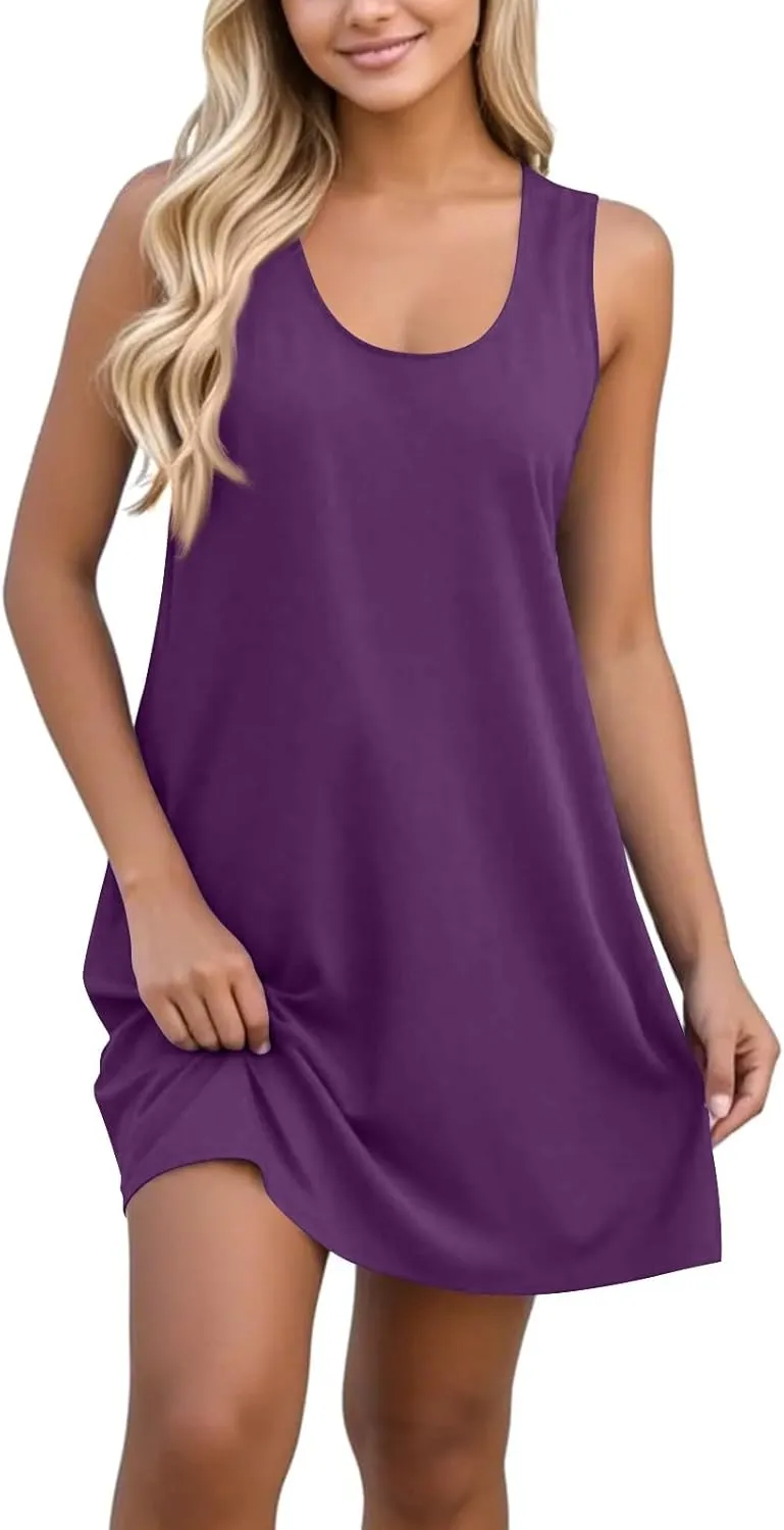 Womens Dresses Casual Summer Tank Dress Sundresses Sleeveless Short Dresses Office Spring Flowy Dress with Pocket