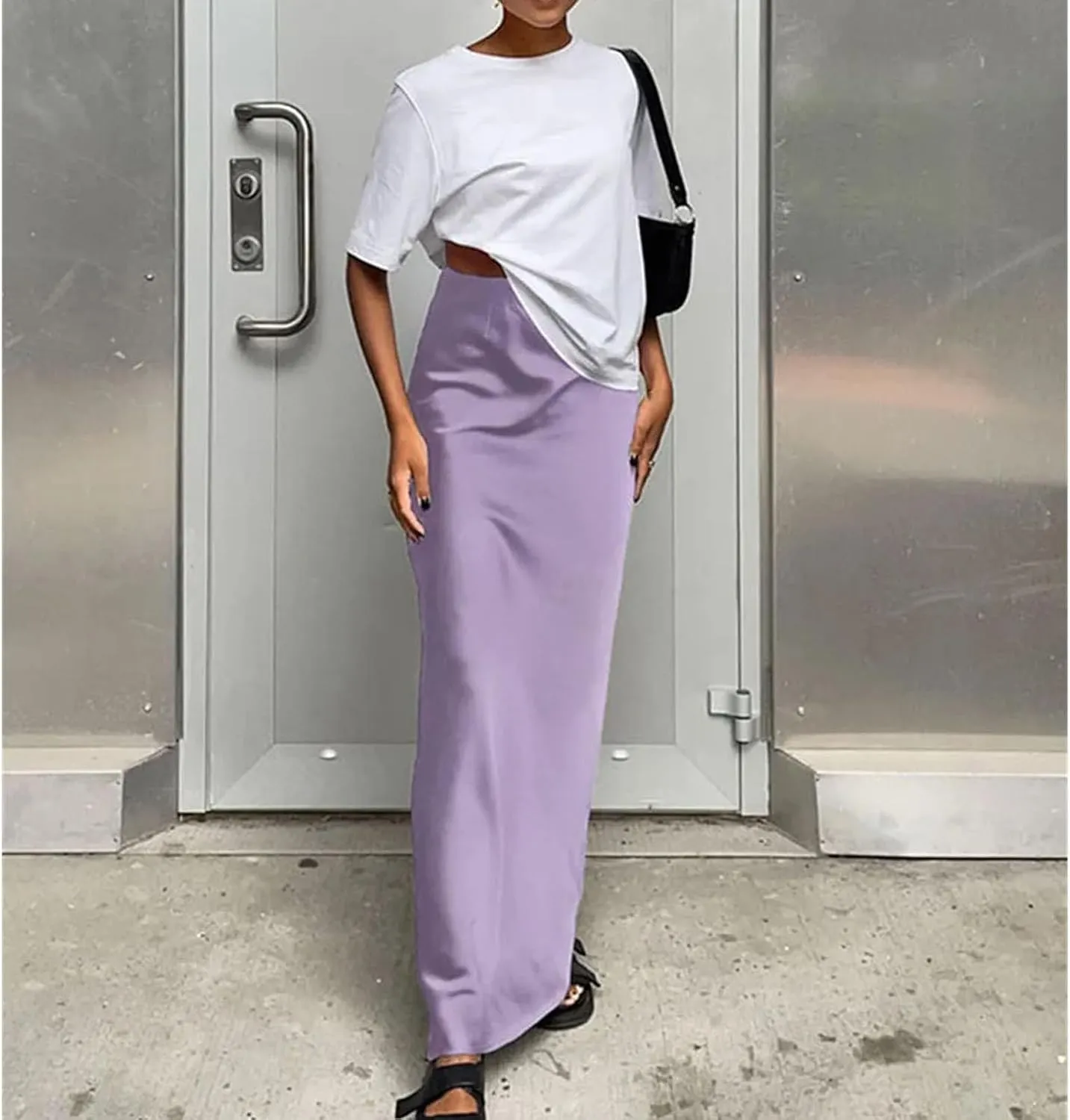 Women's Medium-Length Slim high Waist Office Long Skirt, Women's Elegant Satin Fashion Mermaid Skirt