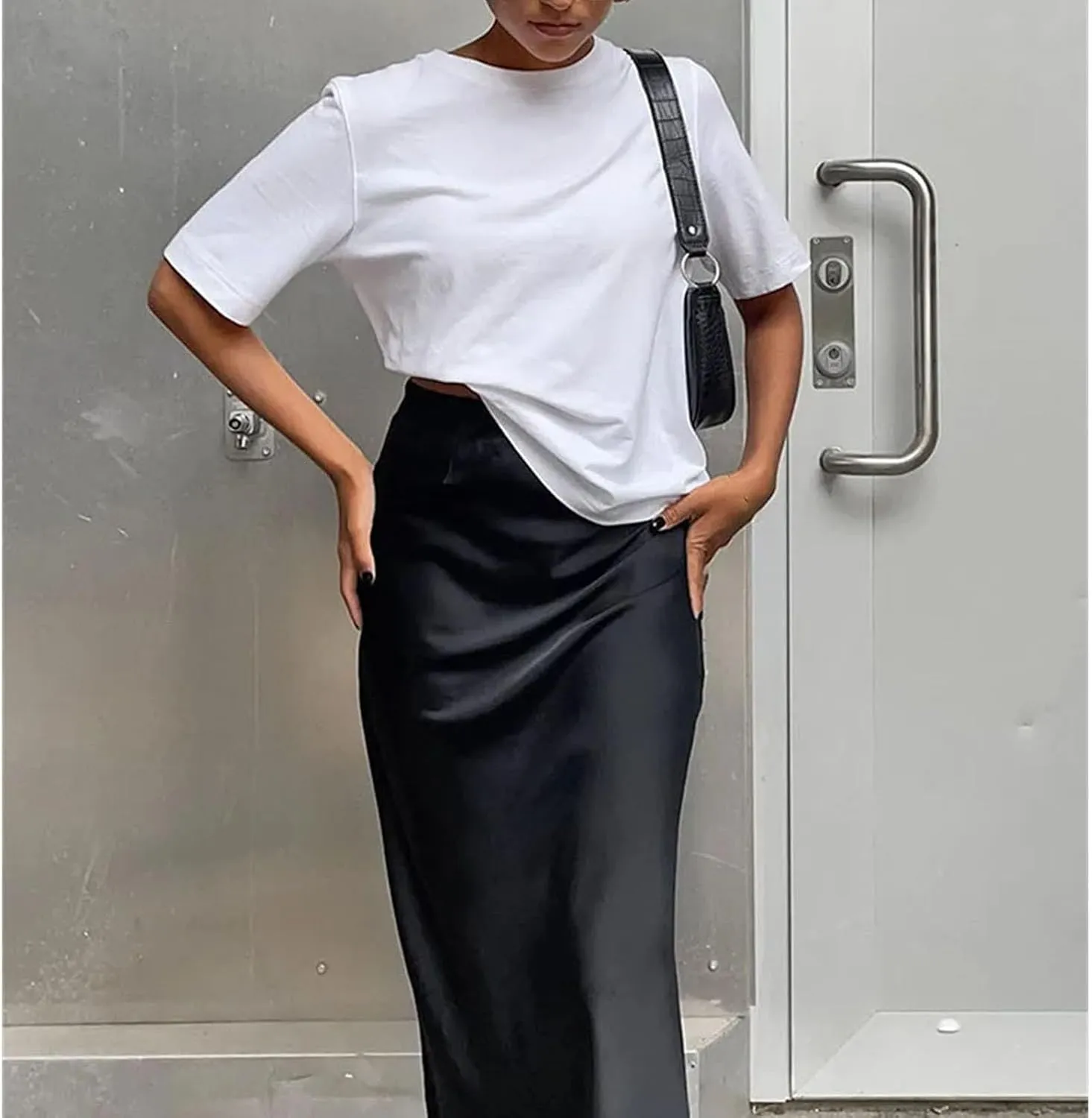 Women's Medium-Length Slim high Waist Office Long Skirt, Women's Elegant Satin Fashion Mermaid Skirt