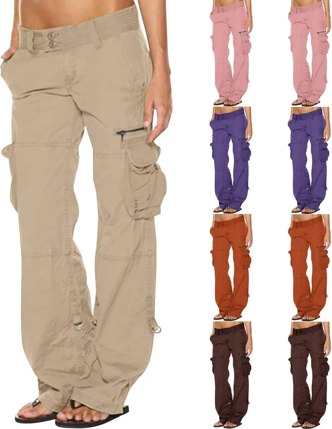 Women's Stretchy Tactical Cargo Pants High Waisted Casual Joggers Plus Size Skinny Trousers Cargo Pants with 6 Pockets