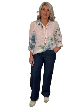 Yasmine Comfy & Stretchy Wide Legged Denim Look Trousers