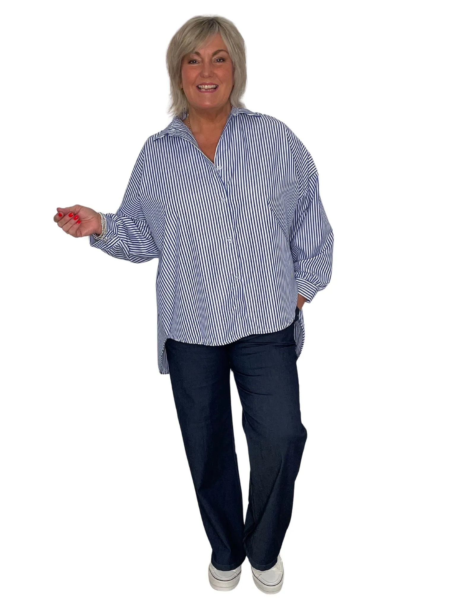 Yasmine Comfy & Stretchy Wide Legged Denim Look Trousers